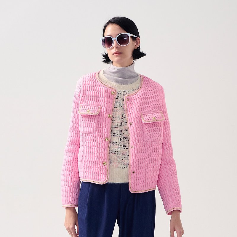 AVVJOY | 小香風金扣羽絨外套(粉色) - 女装休闲/机能外套 - 羽绒 粉红色