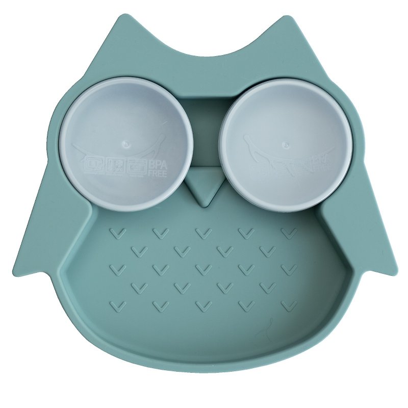 Tidy TOT 硅胶吸盘餐盘及零食盒 - 猫头鹰 - 儿童餐具/餐盘 - 硅胶 蓝色