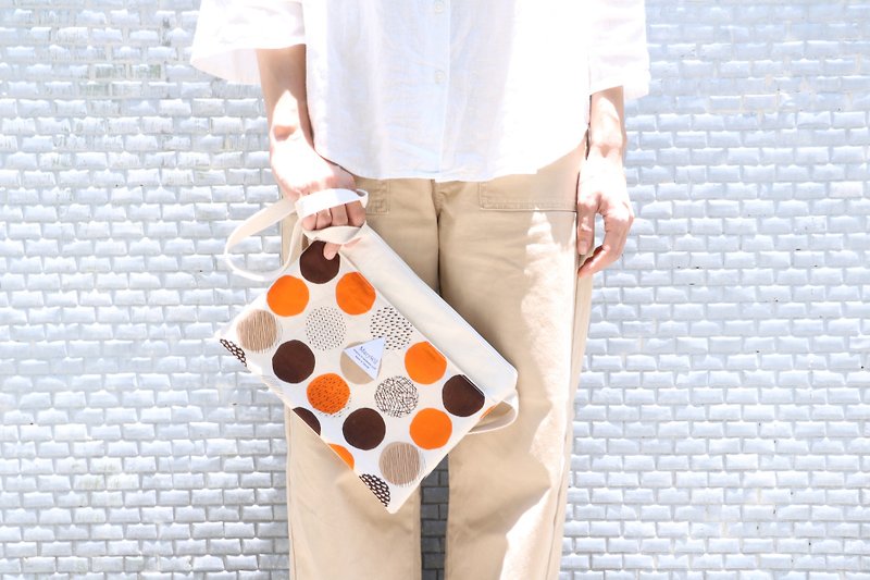 MaryWil明信片包-咖啡橘几何 - 侧背包/斜挎包 - 棉．麻 多色