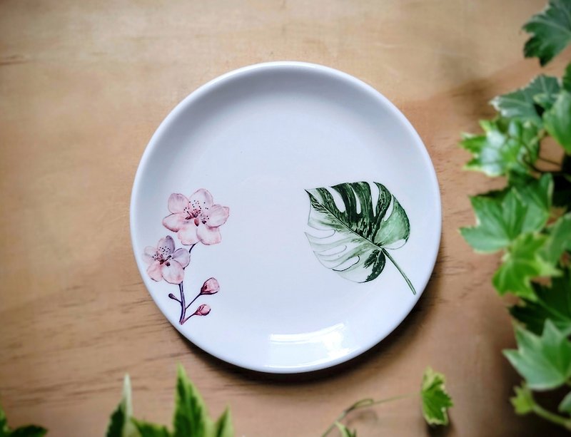 手绘观叶植物 6寸圆盘 原创款 - 餐桌/书桌 - 瓷 