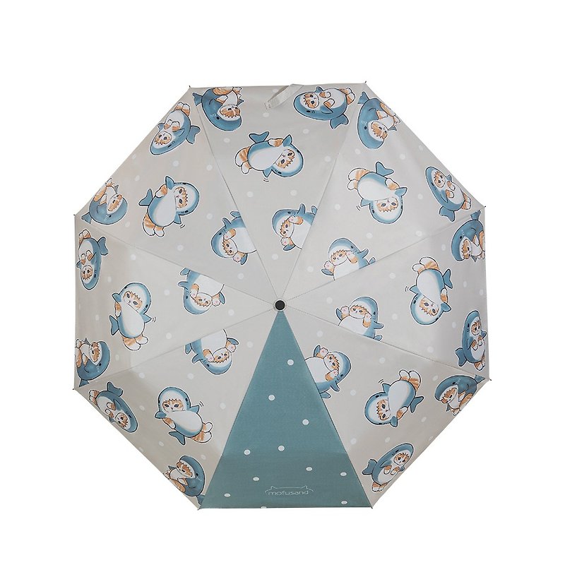 【MOFUSAND】猫福珊迪SPF50+黑胶自动伞-猫鲨卡其 - 雨伞/雨衣 - 其他材质 卡其色