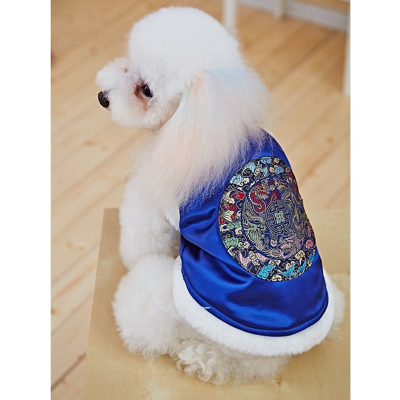 宠物衣服 旗袍 造型中国风(蓝) - 衣/帽 - 棉．麻 蓝色