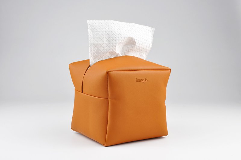 卷纸 立方体 面纸盒 防水纸巾盒 卫生纸盒 橙色 - 纸巾盒 - 人造皮革 橘色