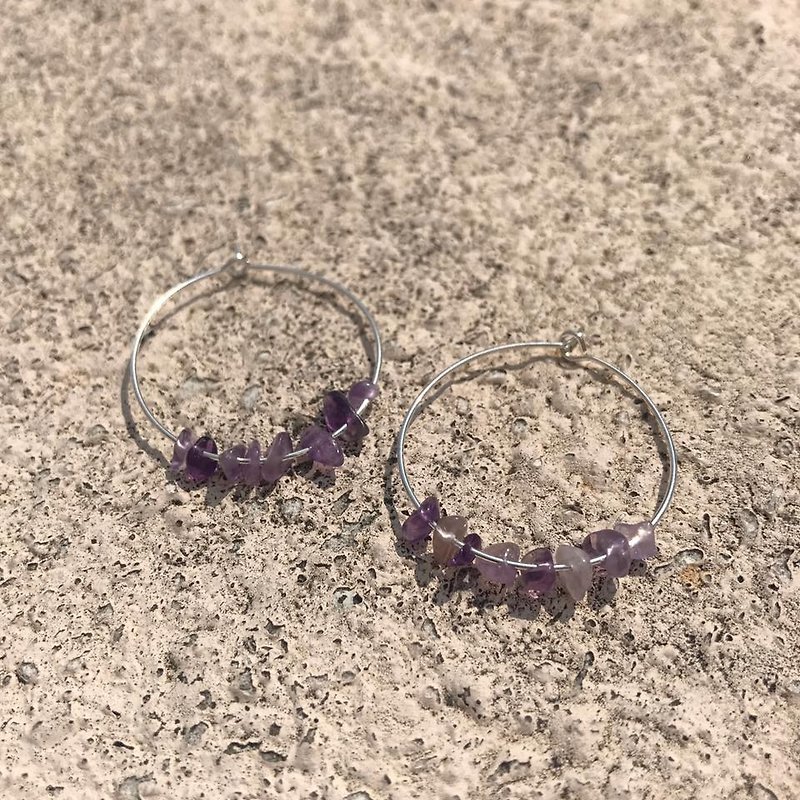 大圈 耳环 紫晶 姐妹礼物 结婚 圣诞礼物 闺蜜礼物 - 耳环/耳夹 - 其他金属 紫色