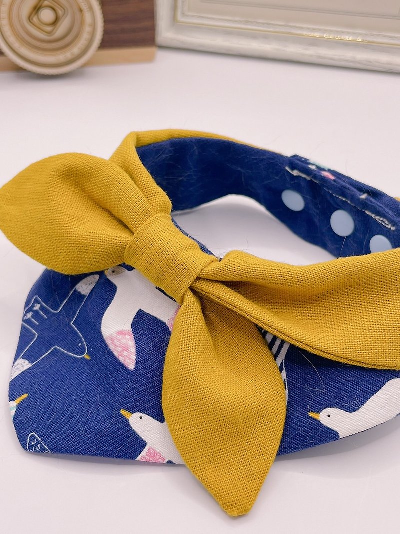 【海鸥岛的夏天】 - 宠物领巾 猫狗领巾 宠物项圈 猫狗项圈 - 项圈/牵绳 - 棉．麻 蓝色