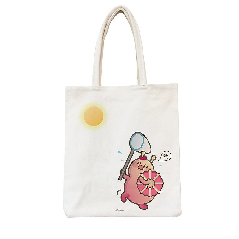 新创系列-野餐包：【噜比抓太阳】-没个性星人Roo,CA2BB05 - 手提包/手提袋 - 棉．麻 粉红色