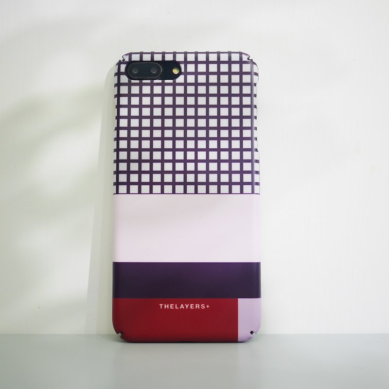 几何方块简约深红格子拚色Phone case 可刻字订制原创手机壳 - 手机壳/手机套 - 塑料 红色