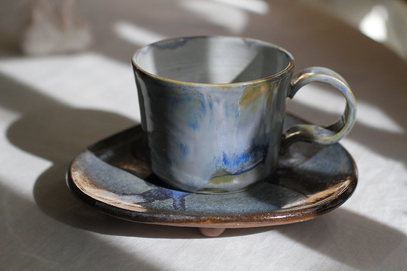 手拉坏奇幻蓝色油画风陶瓷咖啡杯/马克杯/陶杯 - 咖啡杯/马克杯 - 陶 蓝色