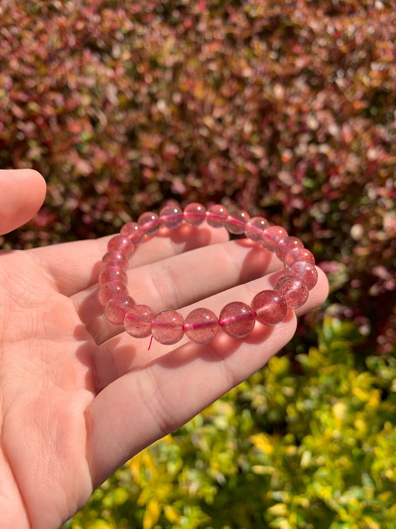 草莓晶 水晶 手链 8mm+ - 手链/手环 - 水晶 粉红色
