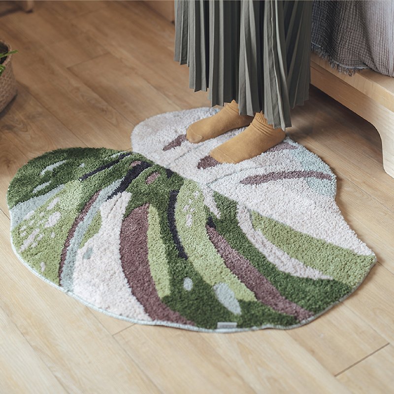 白班龟背芋-立体植绒地垫/植物造型地垫/立体植绒地毯/植物地毯 - 地垫/地毯 - 聚酯纤维 多色