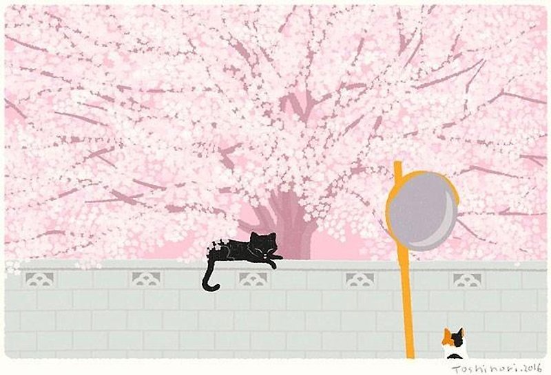 A3イラストシート　.桜の樹の下で - 海报/装饰画/版画 - 纸 粉红色
