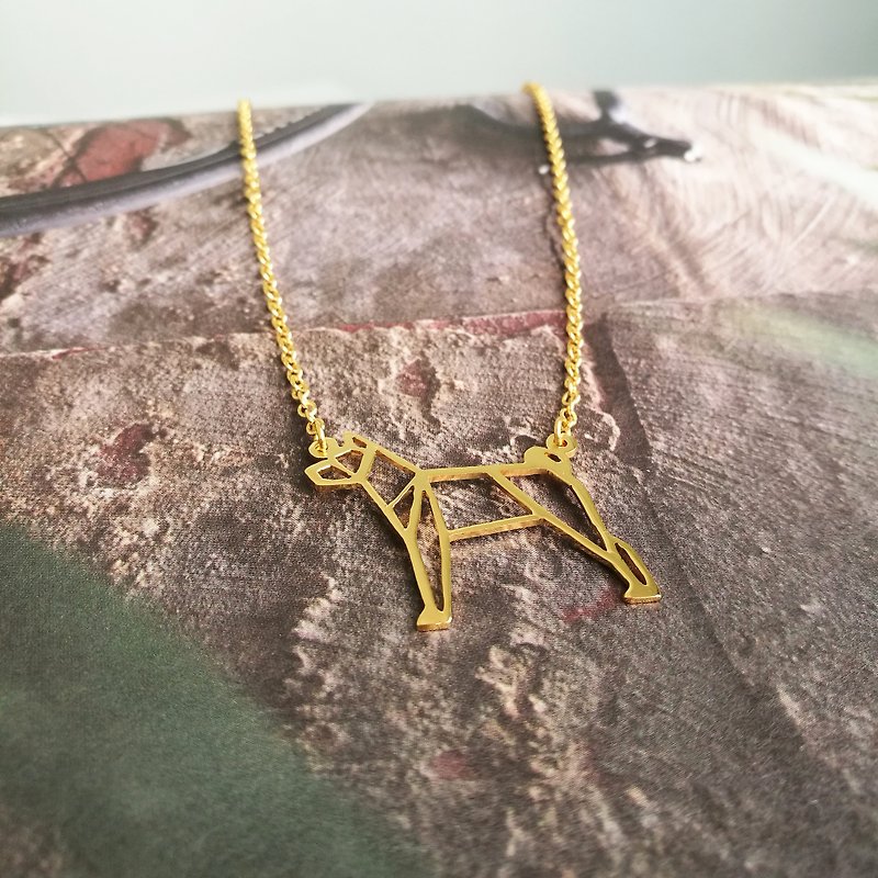 Basenji Dog Necklace, Origami Jewelry, Pet Gifts, Gifts for her, Gold Plated - 项链 - 其他金属 金色