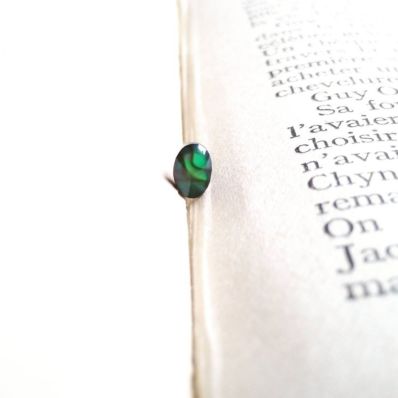 鲍鱼贝-天然石不锈钢针耳环 - 耳环/耳夹 - 宝石 绿色
