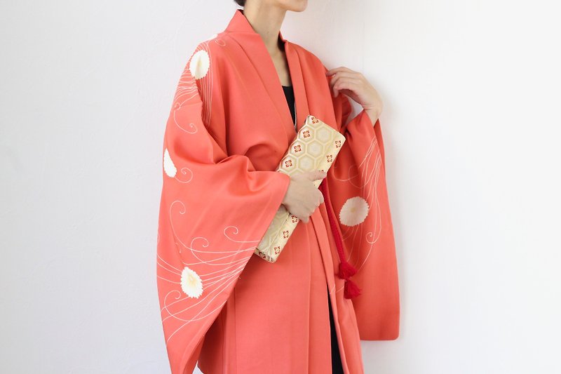 floral embroidered kimono, haori, kimono jacket, silk kimono, floral robe /3500 - 女装休闲/机能外套 - 丝．绢 粉红色