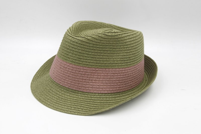 【纸布家】双色绅士帽(军绿色)纸线编织 - 帽子 - 纸 绿色