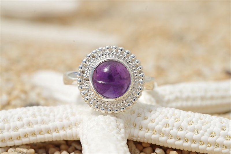 アメジストのシルバーリング - 戒指 - 宝石 紫色