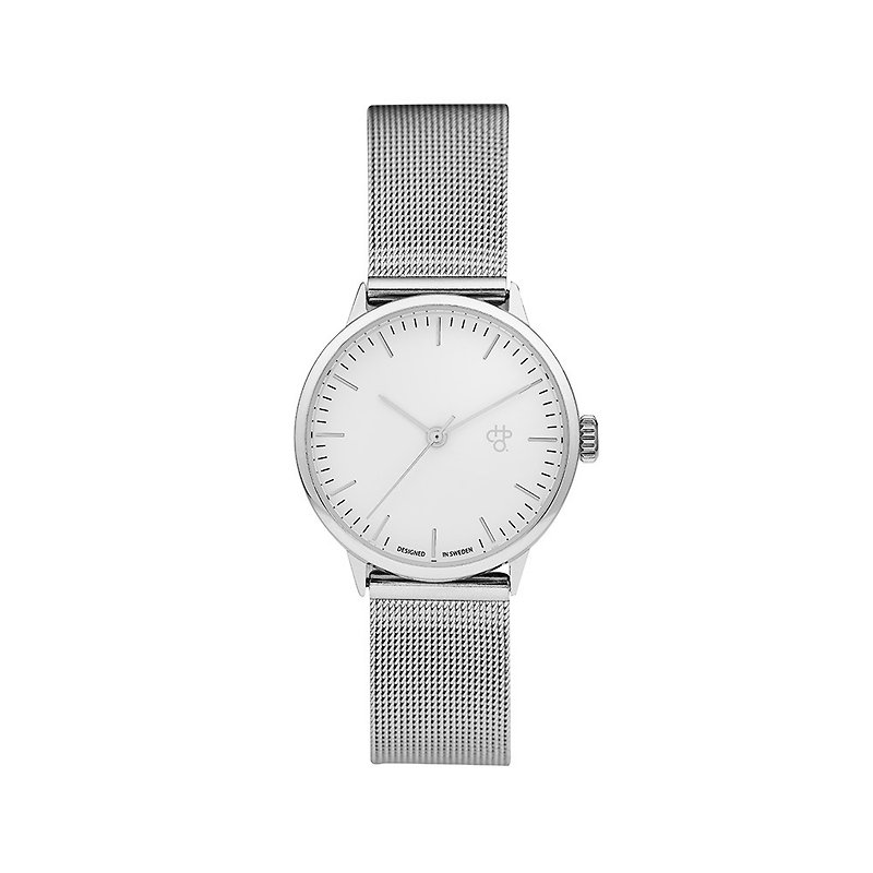 瑞典品牌 - Nando Mini系列 银白表盘 - 银米兰带可调式 手表 - 男表/中性表 - 不锈钢 银色