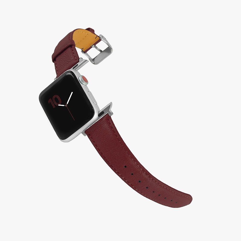 定制化礼物意大利真皮革表带Apple Watch 酒红色 - 表带 - 真皮 红色