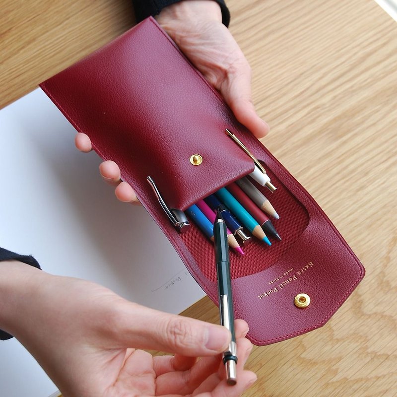 PLEPIC-珍爱仿皮金扣笔袋-博根地红,PPC93563 - 铅笔盒/笔袋 - 人造皮革 红色
