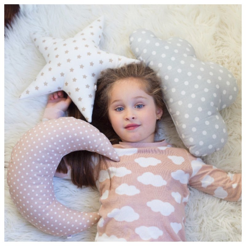 Pillow set Cloud Star Moon shaped pillow - Pastel nursery room decor - 满月礼盒 - 棉．麻 
