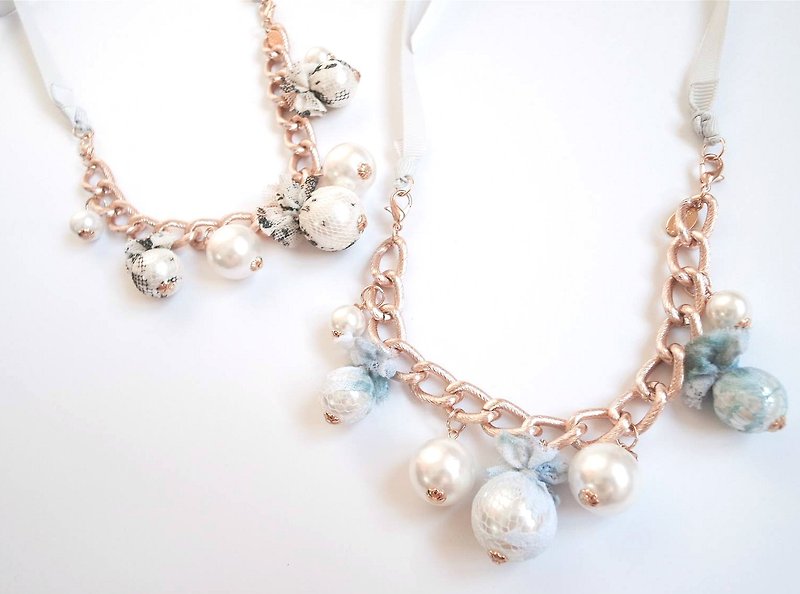 蕾丝 Lace 珍珠 项链/手链 (两用) - 颈链 - 其他材质 