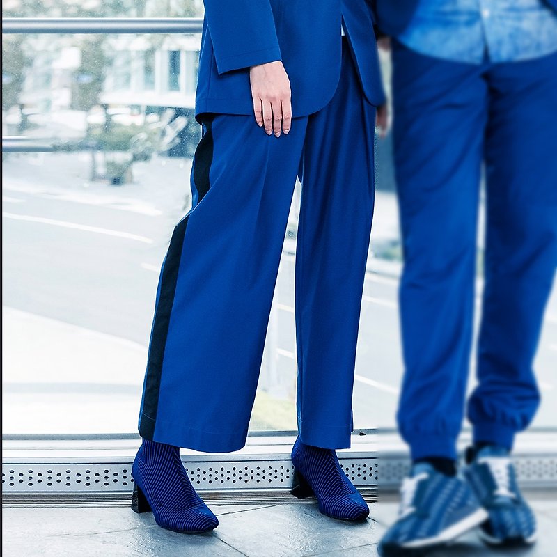 Ultra-Light侧条装饰宽裤 (湛蓝色) - 女装长裤 - 其他材质 蓝色