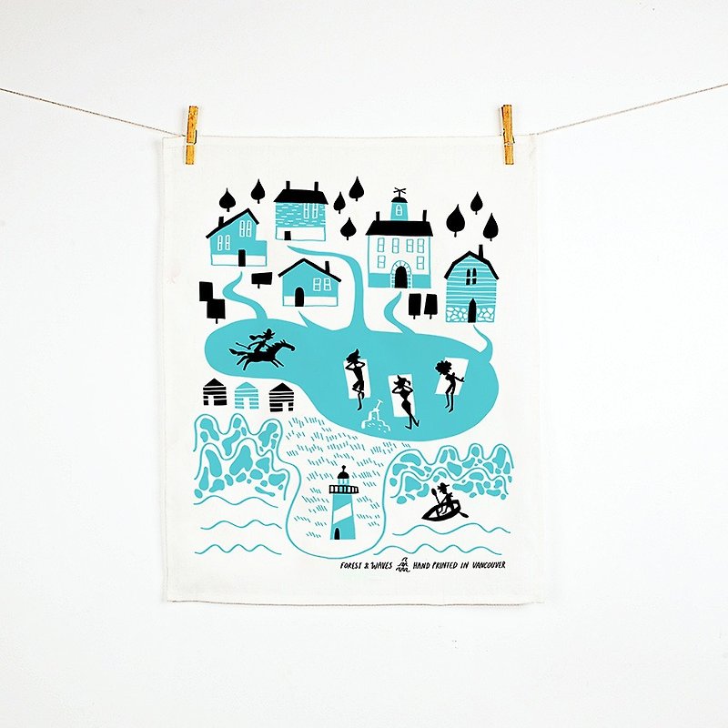 Forest & Waves桌巾/新英格兰 New England Teatowel - 餐垫/桌巾 - 棉．麻 蓝色