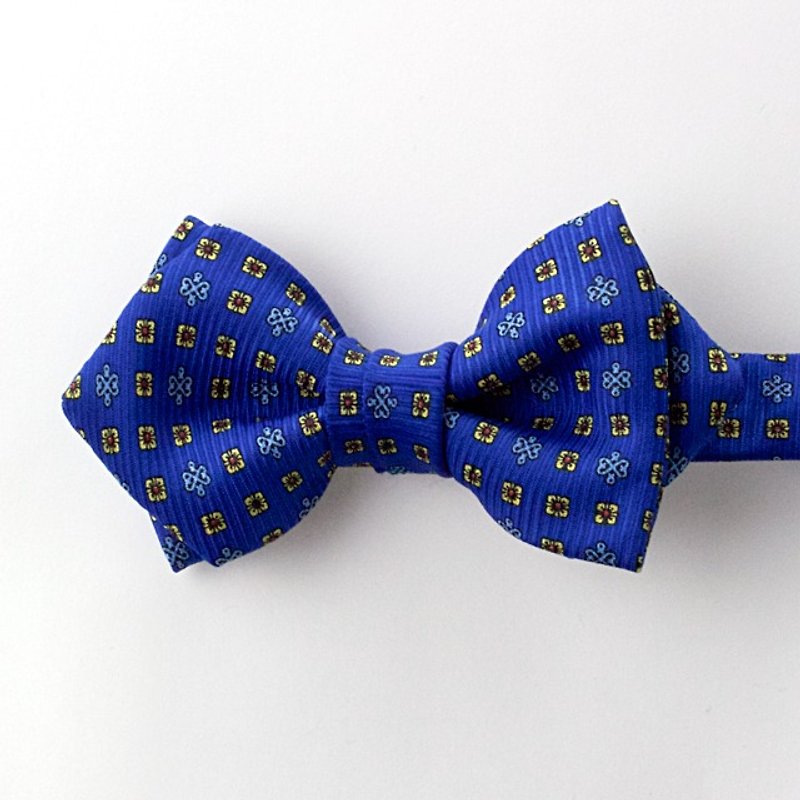 ポインテッドボウタイ(ブルー/小さな柄) - 领带/领带夹 - 其他材质 蓝色