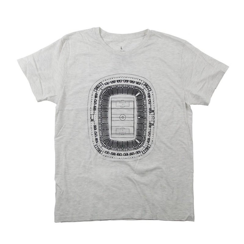 サッカースタジアムの間取り　デザインTシャツ　ユニセックスXS〜XLサイズ　Tcollector - 女装 T 恤 - 棉．麻 灰色