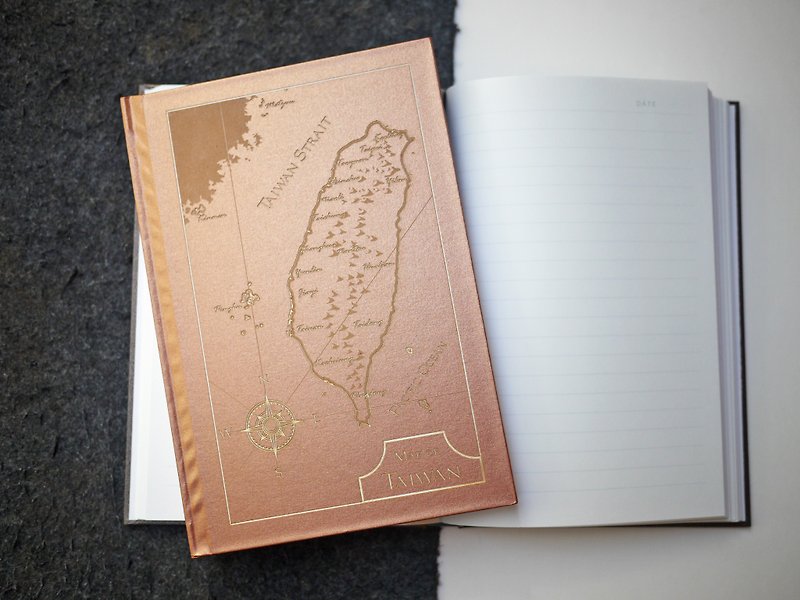 定制商品 雷射雕刻 台湾地图精装笔记书 可雕刻文字姓名 - 笔记本/手帐 - 纸 金色
