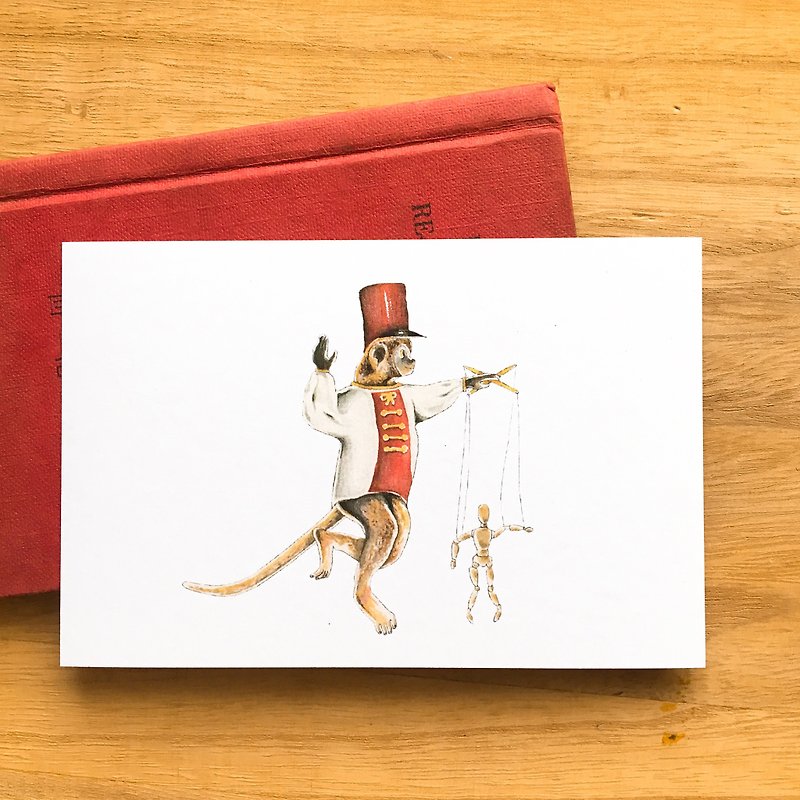 【动物明信片】 马戏团工作的猴子 - 卡片/明信片 - 纸 白色