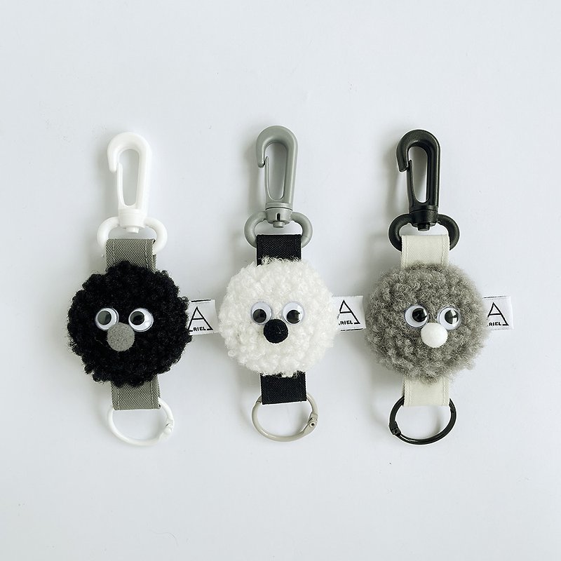 酷酷的毛毛小精灵挂饰钥匙圈/黑/灰/白 - 钥匙链/钥匙包 - 其他材质 黑色