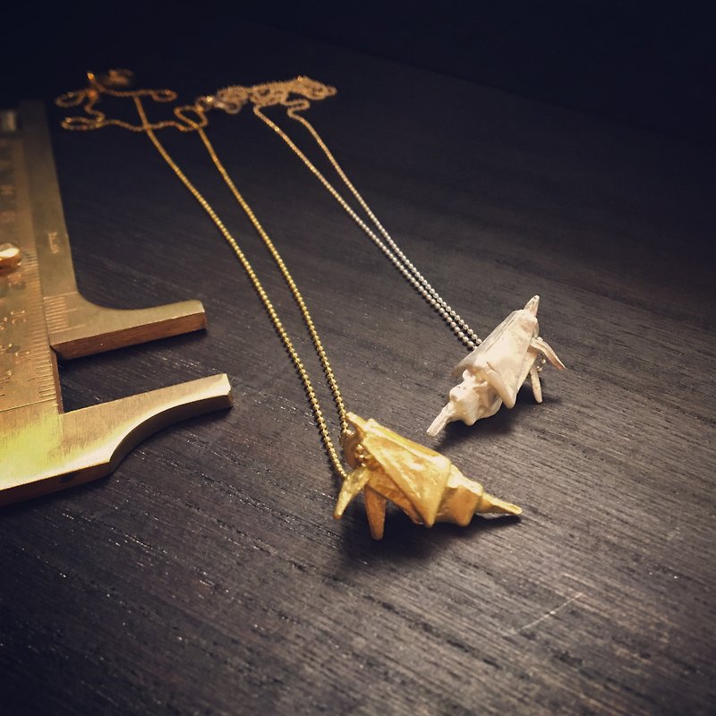 Origamini：小折学 蛙/虾/蟹 手作黄铜系列 - 项链 - 其他金属 金色