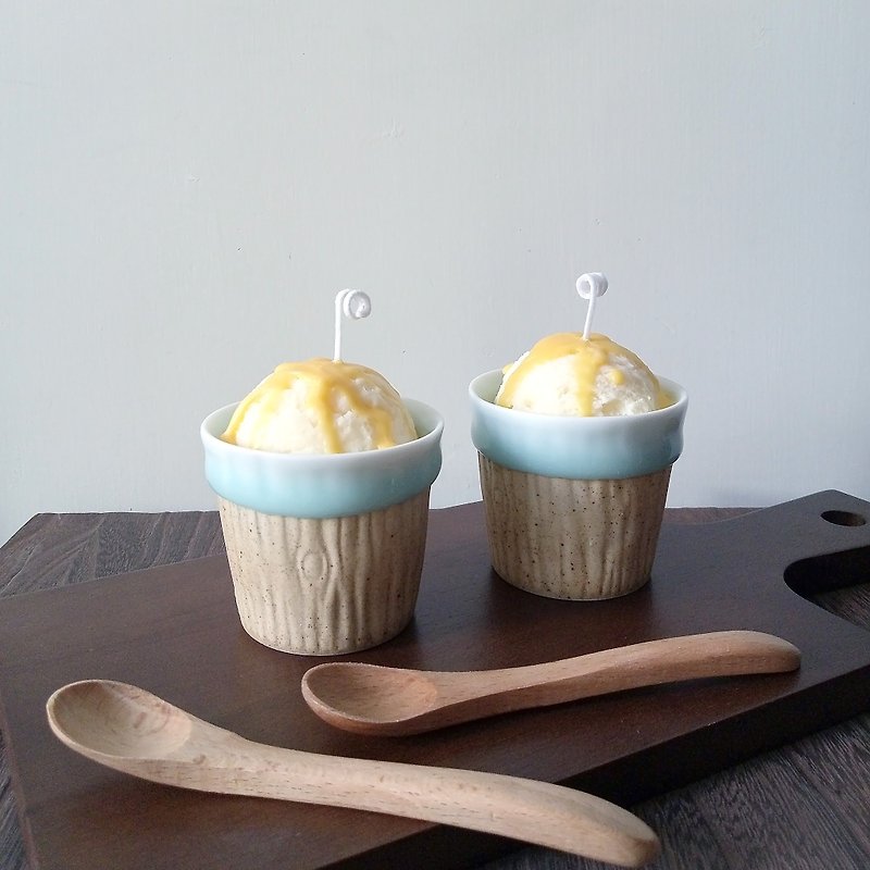 冰淇淋雪糕造型 | 天然香氛精油大豆蜡烛  莱姆青柠 柠檬草 甜点 - 蜡烛/烛台 - 蜡 黄色