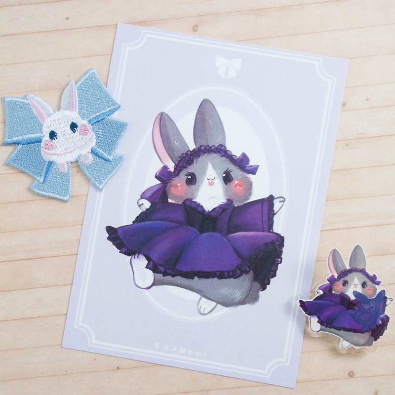 洋装兔兔明信片*哥德萝莉小灰兔 - 卡片/明信片 - 纸 紫色