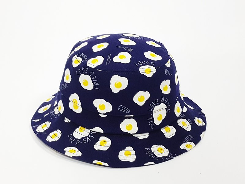 英式圆盘绅士帽 -  超营养荷包蛋    #秋季新款 #限量 - 帽子 - 棉．麻 蓝色
