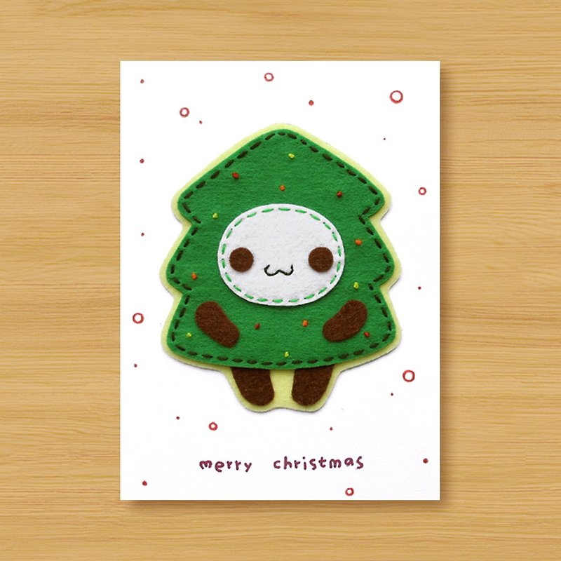手工卡片 _ 宇宙可爱小小圣诞树 ... 圣诞卡、圣诞节 - 卡片/明信片 - 其他人造纤维 绿色