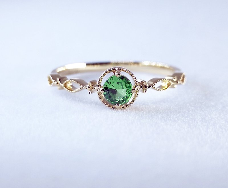 18K金祖母绿戒指 - 复古祖母绿戒指 - 精致的祖母绿戒指 - 戒指 - 贵金属 金色