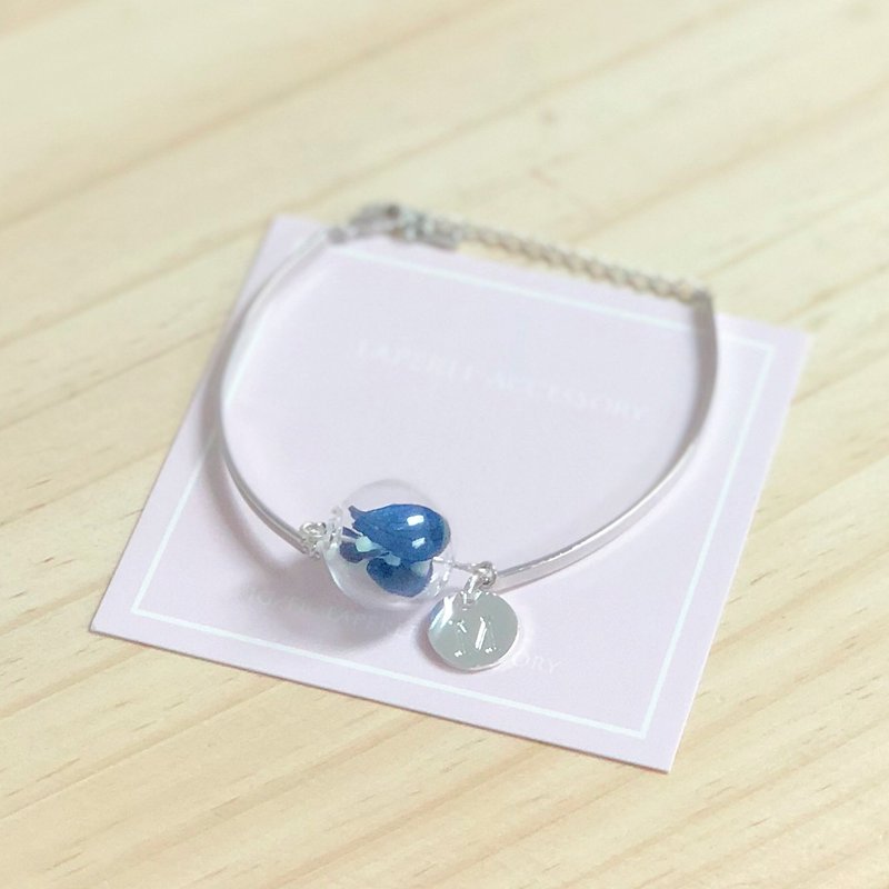 玻璃 珠子 不凋花 宝蓝色 保鲜花 姐妹生日圣诞礼物 手镯 手链 - 颈链 - 玻璃 蓝色