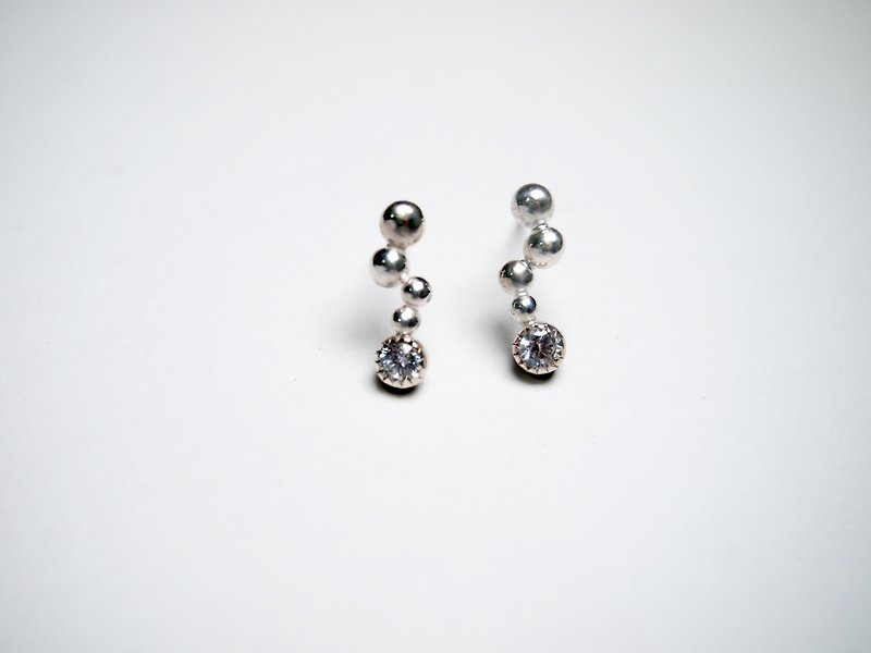 【定制化礼物】Gem 系列 #a157 连珠宝石耳环 - 耳环/耳夹 - 银 银色