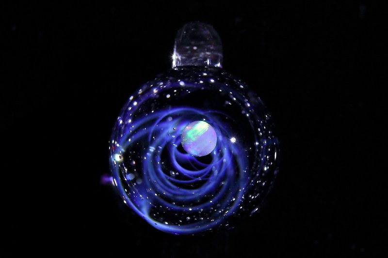 ミニ宇宙ガラス 螺旋状銀河 no.811 - 颈链 - 玻璃 蓝色