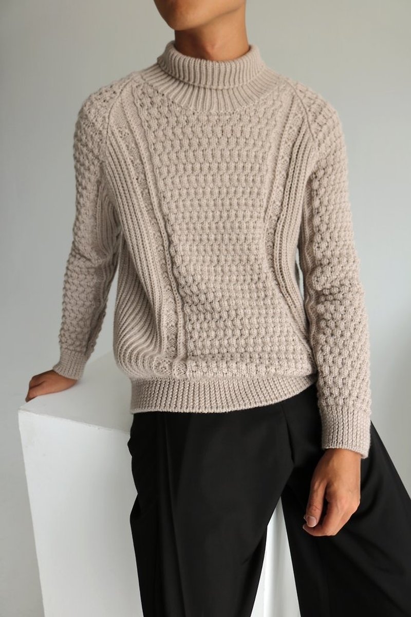 Port Sweater -全手工订做针织毛衣 需一个月制作 可订做其他颜色 - 男装针织衫/毛衣 - 羊毛 卡其色