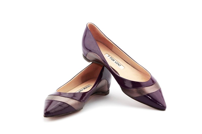 T FOR KENT 孔雀 PEACOCK 尖头平底鞋(紫/铜) - 女款皮鞋 - 真皮 紫色