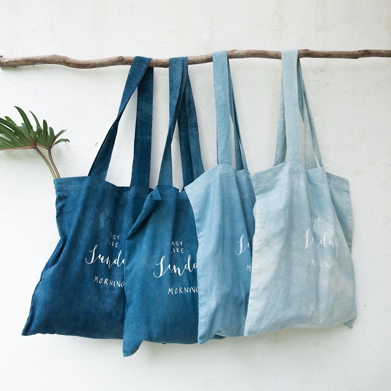 easy like Sunday morning | natural indigo Tote Bag - 侧背包/斜挎包 - 棉．麻 蓝色