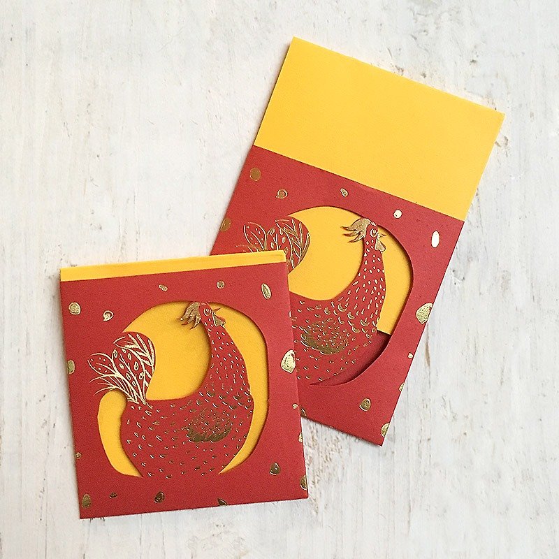Chinese New Year Rooster Red Packets - 卡片/明信片 - 纸 红色