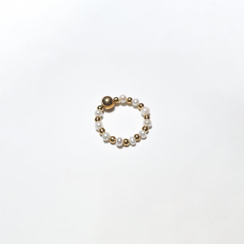 珍珠绸缎戒指 - Pearl Satin ring - 戒指 - 珍珠 金色