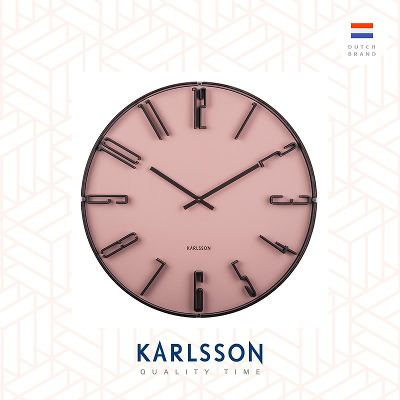 荷兰Karlsson, Wall clock 40cm Sentient faded pink - 时钟/闹钟 - 其他金属 粉红色
