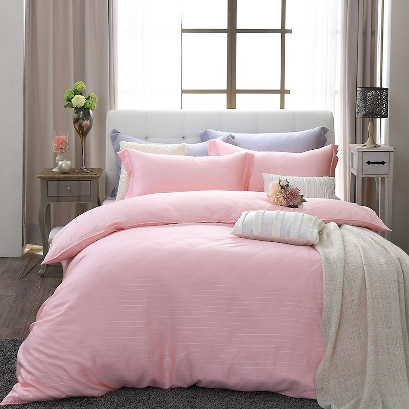 (双人)自然纯色蜜桃粉-银纤维60支天丝两用被床包四件组100% - 寝具 - 其他材质 粉红色
