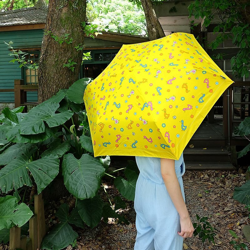 【台湾文创 Rain's talk】田园乐活抗UV三折手开伞(疗愈鸭群) - 雨伞/雨衣 - 防水材质 多色