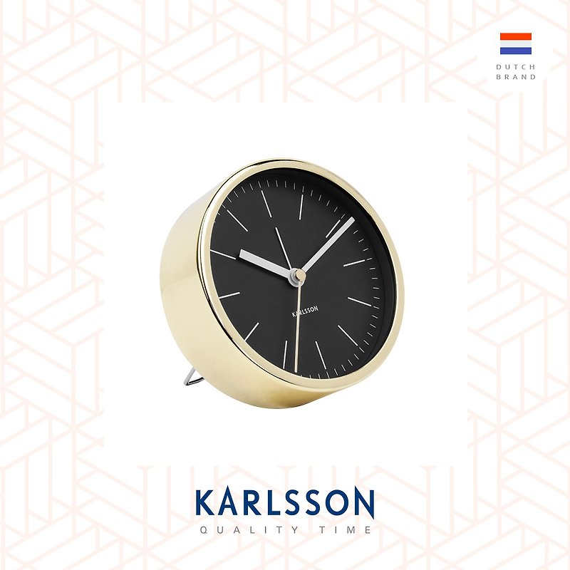荷兰Karlsson, 黑色配亮金色Minimal系列金属闹钟 - 时钟/闹钟 - 其他金属 黑色